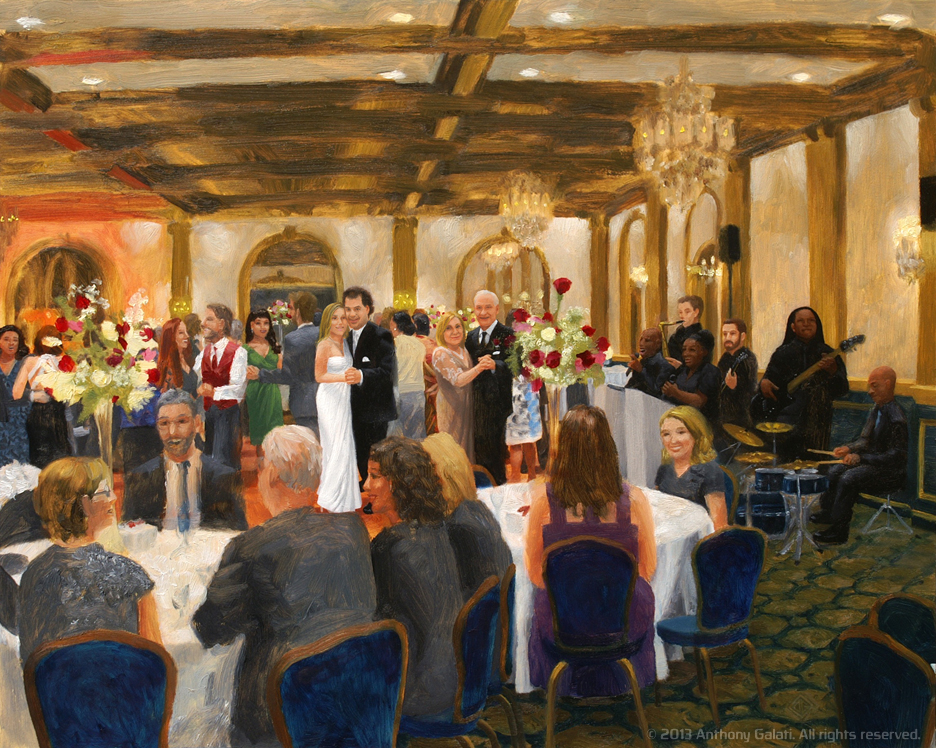 Live wedding painting by artist Anthony Galati